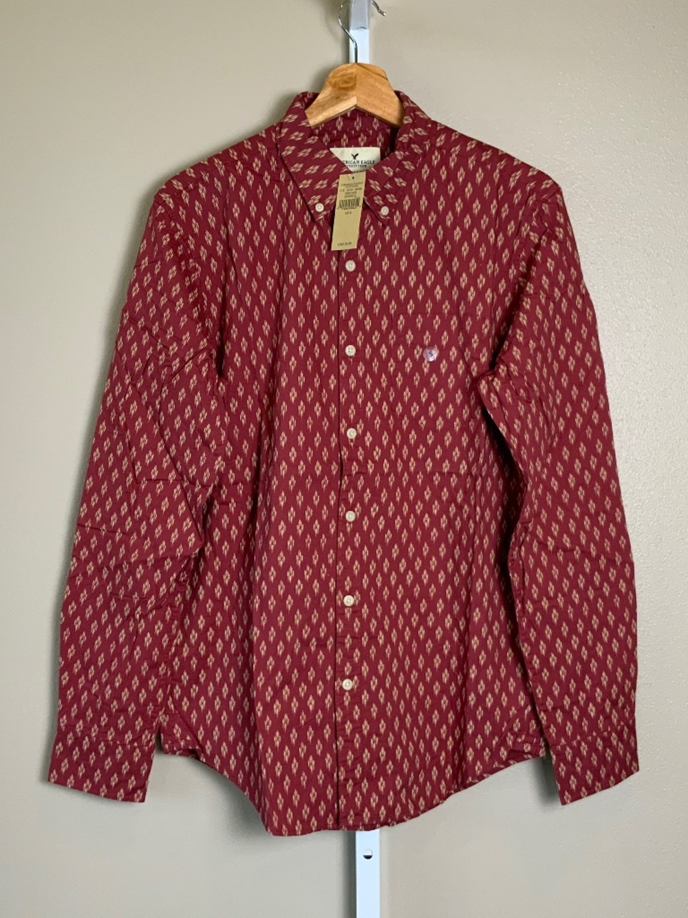 American Eagle Outfitters Seriously Soft Classic Printed ButtonDown Oxford Shirt